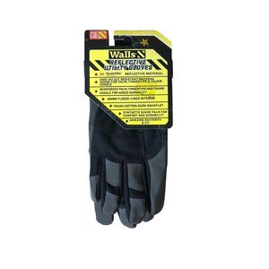 NEW Walls Men’s Reflective Utility Gloves Black 3M Scotchlite High-Vis Size L